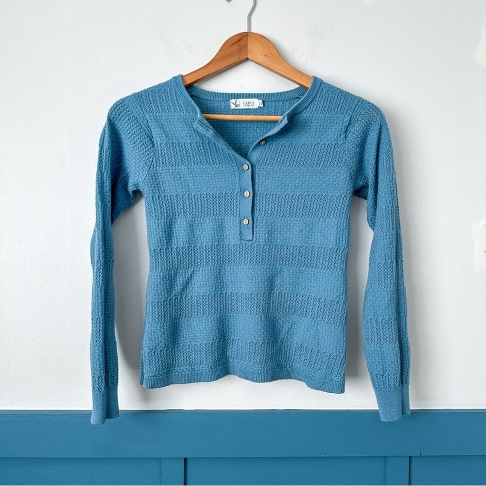 Carve Designs Teal Button Down Knit Top